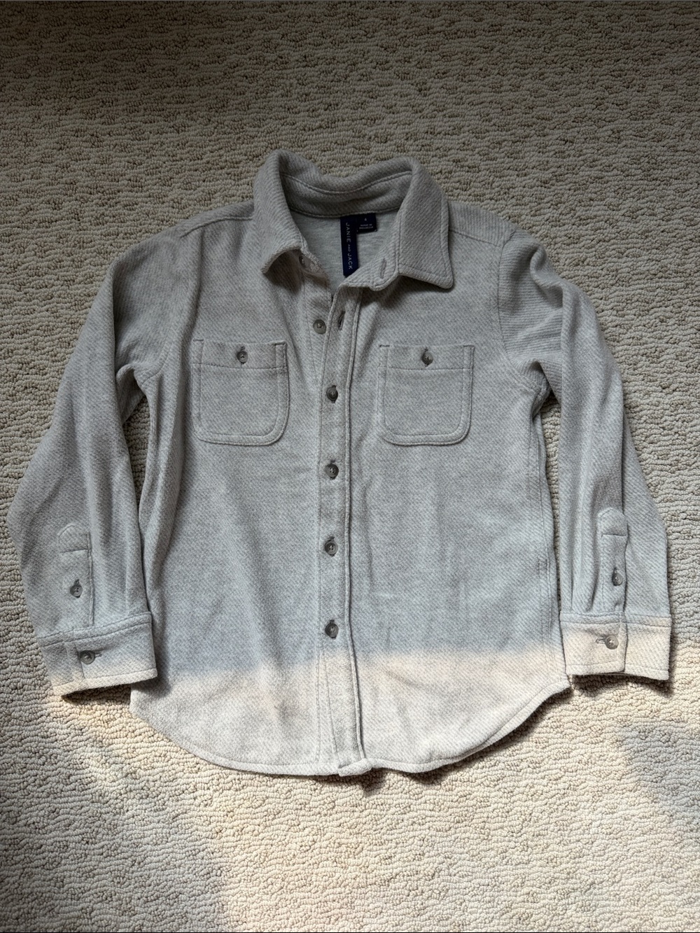 Janie and Jack Light Gray Button-Front Shirt Jacket